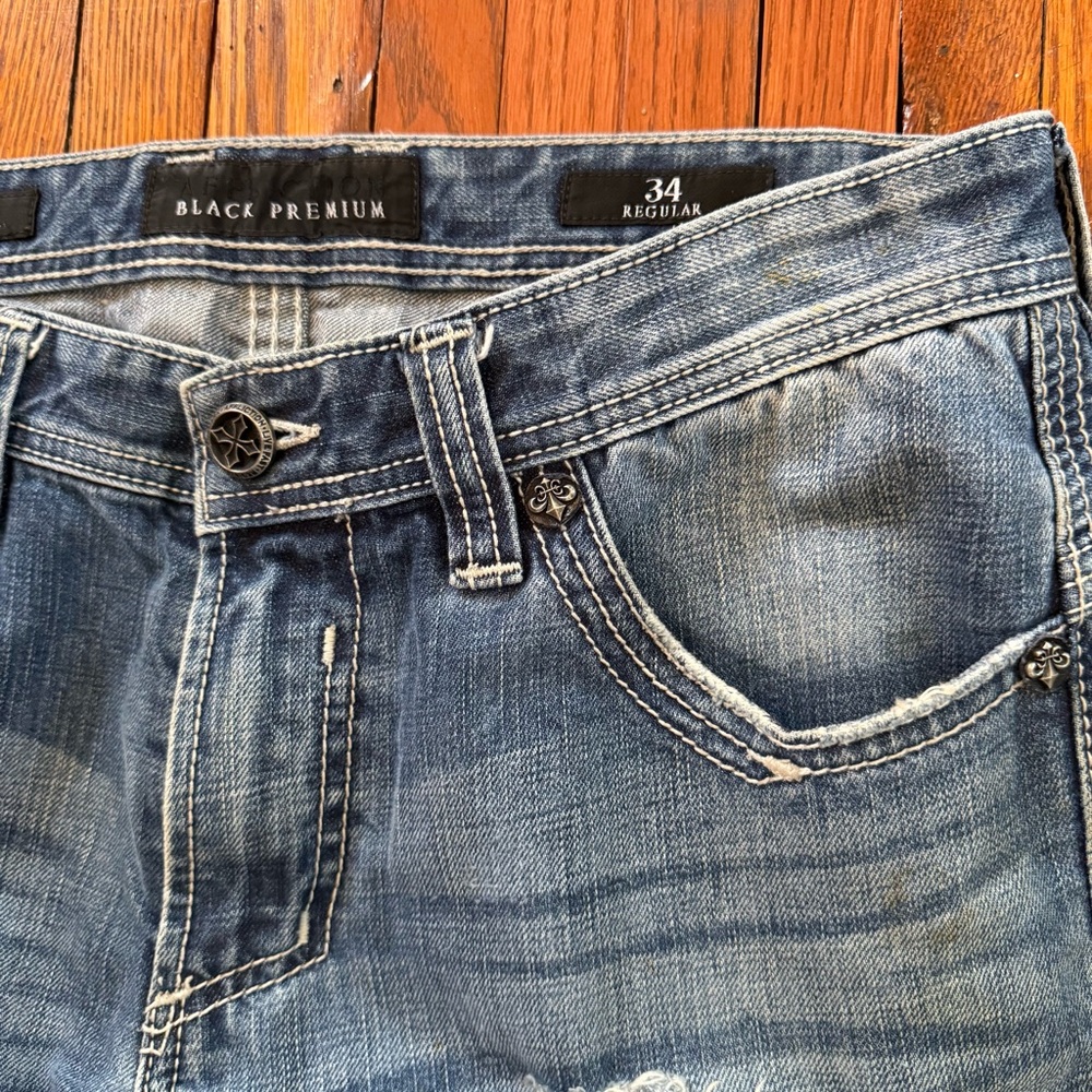 Y2K Affliction Black Premium Cooper Cut Vintage Denim Jeans - Picture 6 of 16
